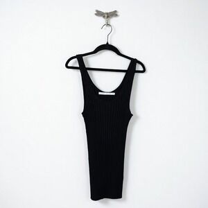 Veronica Beard Black Ribbed Knit Scoop Neck Tank Top Medium